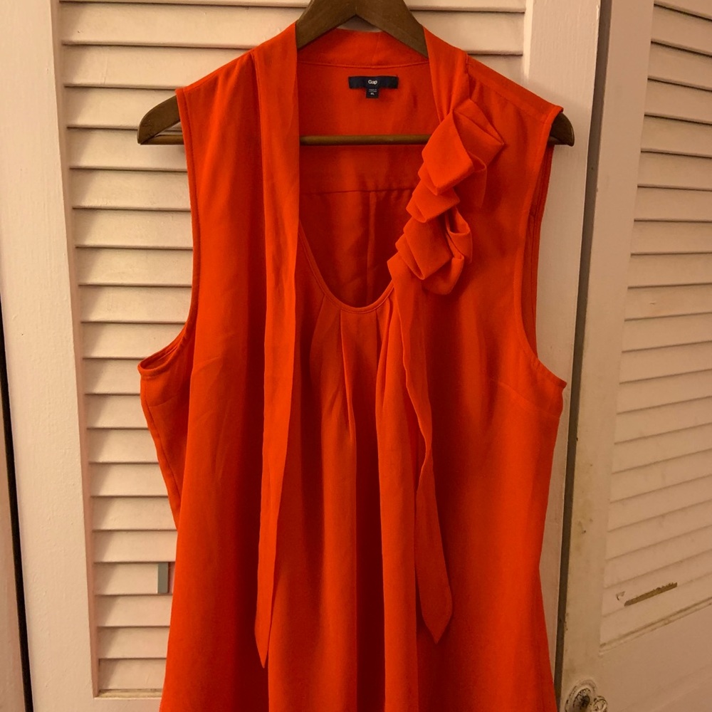 Gap Sleeveless Blouse With Ribbon/Ruffle Detail